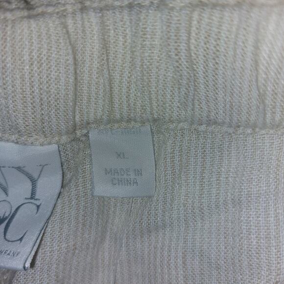 New York & Co Boyfriend drawstring linen pants cream stripes Size xl Resort wear - Picture 9 of 13